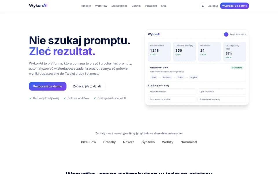 Strona główna platformy WykonAI